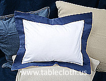 Baby Hemstitch Pillow Sham 12x16. White with Navy border